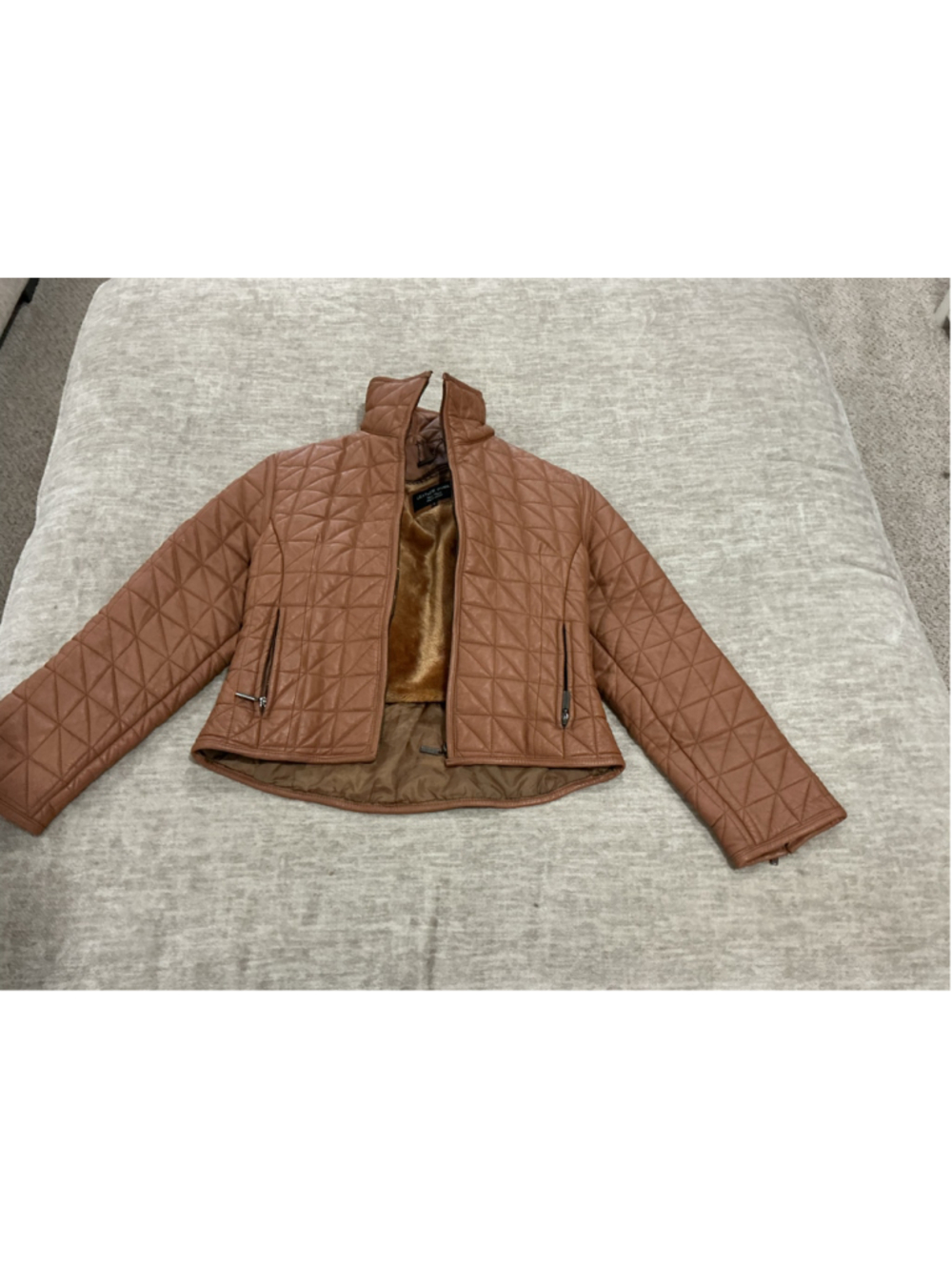 Women's Leather World Quilted Leather Jacket Brown Size L